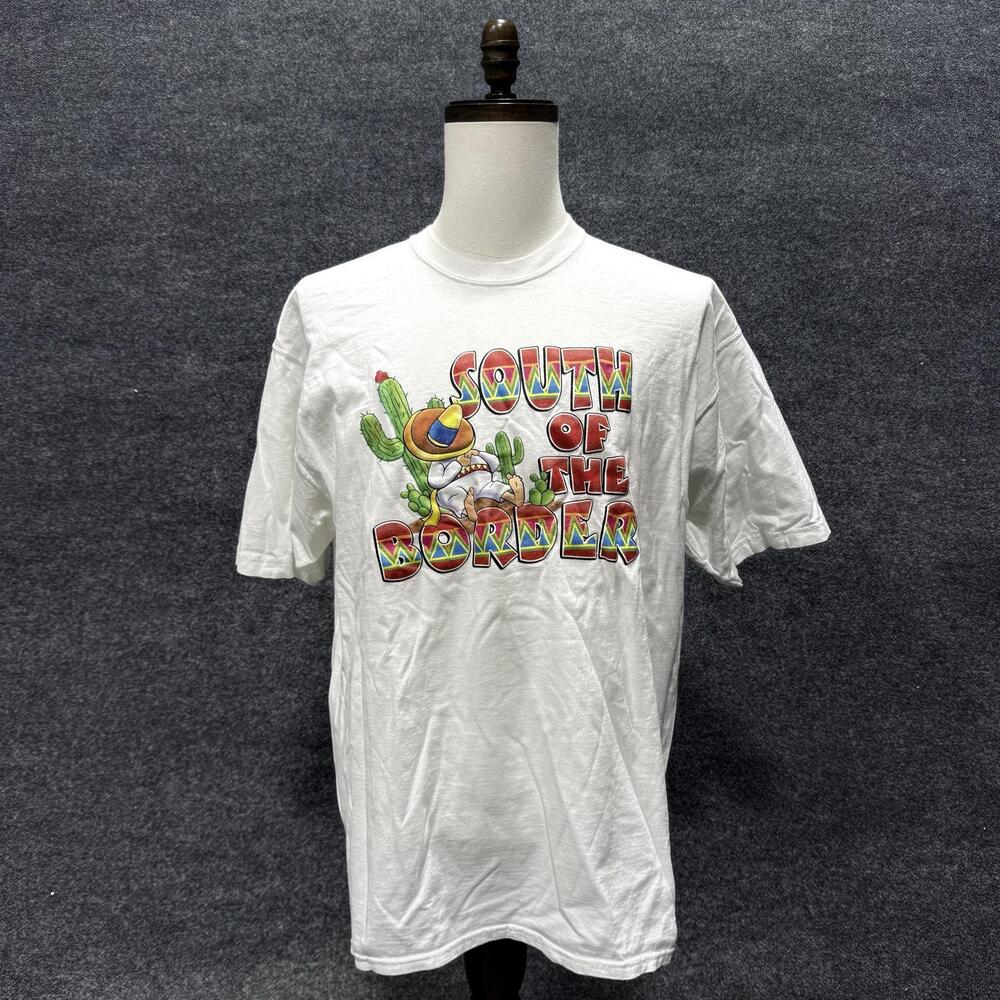 South Of The Border Shirt Mens XL White Graphic T-Shirt Tee Travel Souvenir